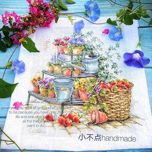 小小鱼dmc绣线十字绣套件，b381植物花卉，花园一角精准印花lan系列