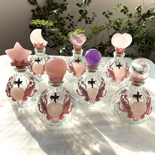 天然水晶魔法瓶水晶消磁瓶手工制作做工精美白水晶紫晶粉晶水晶瓶