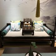 新中式实木沙发组合布艺沙发带，转角贵妃客厅家具小户型别墅罗汉床