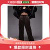 香港直邮潮奢 Topshop 女士 pull 直筒工装巧克力色裤子