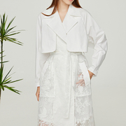 蕾丝风衣中长款2023春季原创设计感超仙温柔风，白色拼接外套