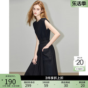 黑色拼接工装风连衣裙，女2024夏季无袖收腰显瘦高级感中长裙