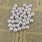 天然淡水珍珠散珠颗粒，带孔无孔aaa近正圆，微微瑕3-13mm白粉紫珍珠