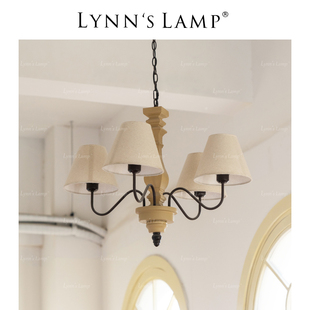 Lynn's立意 法式田园风吊灯 客厅卧室布艺实木书房温馨中古房间灯