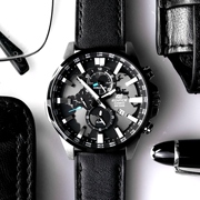 卡西欧edifice手表男士休闲简约efr-303防水真皮带，手表非机械