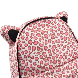 SOOY粉色豹纹双肩包女大学生书包大容量旅行包上学通勤背包高中生