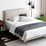 北欧主卧婚床ins网红皮艺软床轻奢真皮床现代简约1.8米小户型婚床