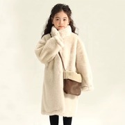 女童冬装长款仿皮草童装，大衣儿童保暖加厚皮毛一体毛毛水貂绒外套