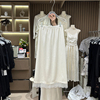 东大门女装2024春夏韩版白色半身裙，拼接蕾丝初恋小白裙设计感长裙
