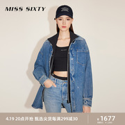 Miss Sixty2023冬季牛仔衬衫女长袖重工烫钻复古美式街头休闲