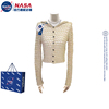 NASA女装秋季2023卡其色镂空针织衫上衣开衫毛衣外套气质显瘦
