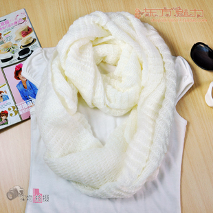 冬季女式韩版纯色马海毛百搭学生围脖护颈毛线针织保暖套头围巾