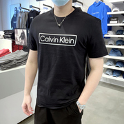 CK/Calvin Klein 男士夏季简约百搭纯棉透气圆领LOGO印花短袖T恤