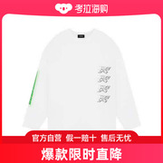 香港直邮We11Done男士双LOGO长袖T恤圆领个性印花图案宽松白色