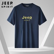 JEEP SPIRIT男短袖T恤纯棉宽松圆领体恤透气大码2023夏季半袖男装