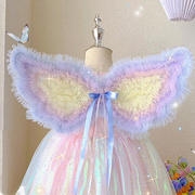 儿童天使彩虹翅膀幼儿演出表演梦幻彩色翅膀女童仙女背饰精灵翅膀