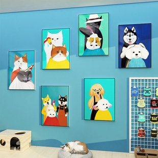 宠物店墙面装饰用品玻璃门广告贴纸猫狗布置背景创意收银台墙贴画