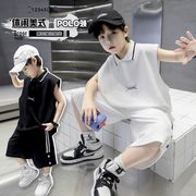 男童夏季速干套装2025新款儿童夏装休闲服背心短裤两件套运动童装