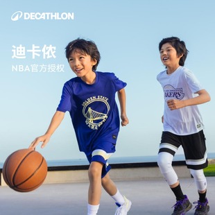迪卡侬nba儿童运动短袖短裤，t恤湖人篮球，户外速干透气舒适ivo3