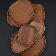 乌檀木盘子不规则异形日式干果木盘碟子，实木餐具创意复古木质圆盘