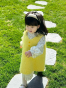 女童连衣裙春装女宝宝宝背心，裙黄色裙子，儿童童装洋气时髦套装