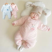 婴儿冬季衣服新生儿护肚加厚连体衣，男女宝宝棉衣，哈衣纯棉长袖爬服