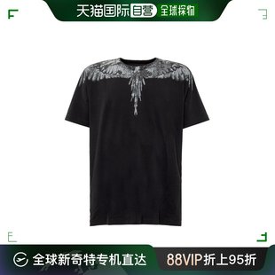 香港直邮Marcelo Burlon 黑色翅膀印花T恤 CMAA018E20JER002