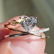 gia证书天然钻石1克拉f色，si1大戒面心形，切工裸钻镶嵌18k彩金戒指