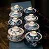 青花瓷盖碗茶杯复古泡茶碗单个大号三才茶碗家用敬茶碗功夫茶具杯