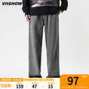 VIISHOW2024年渐变牛仔裤男生ins美式街头潮牌潮流直筒长裤子