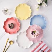 法国酷彩LE CREUSET彩虹花朵陶瓷盘套装北欧家用早点蛋糕盘水果盘