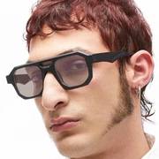 双梁不规则太阳镜个性朋克时尚太阳眼镜ins欧美黄色高级感墨镜男