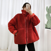摩登m.deng197设计感皮毛一体，上衣女冬装，韩版时尚羊羔毛外套(毛外套)
