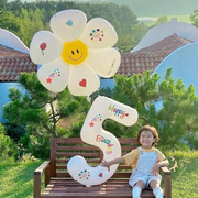 白色生日数字气球野餐拍照道具户外儿童宝宝周岁派对装饰场景布置