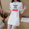 蕾丝衫2021韩版中长款短袖T恤女白色气质过臀百搭网纱连衣裙