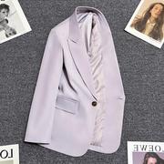 遇见浅紫色西装外套女设计感一粒扣气质韩版休闲小西服
