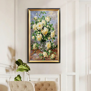 法式装饰画大气复古挂画客厅花卉，油画玄关壁画花开富贵单幅清新