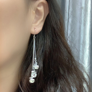 纯银s925亮银苹果海豚小鱼，长款流苏耳钩耳环耳圈时尚，欧美耳饰银饰