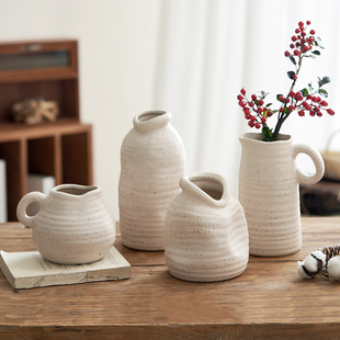 中式侘寂风陶罐复古花瓶陶瓷客厅，玄关茶桌装饰插花摆件高级感小众