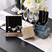 欧式女珠宝项链首饰盒，收纳盒多功能桌面，饰品盒手玻璃绒布小号精致