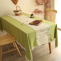 法式棉麻桌布镂空钩针，蕾丝拼接餐桌布餐厅，台布茶几盖巾民宿