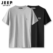 jeep短袖t恤男夏季圆领，半袖纯棉体恤，男式薄款休闲运动半截袖