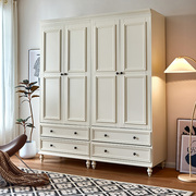 美式实木衣柜小户型两门储物收纳柜白色现代简约家用卧室分层衣橱