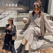 2022年微胖大码韩版常规OL气质连衣裙秋季宽松遮肉荷叶边女裙