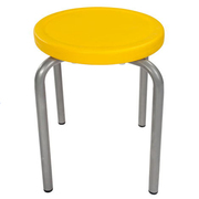 单张铁凳四脚塑料凳餐凳，会客方凳蓝色，白色无扶手黄色加厚款小圆凳