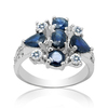 贵菲尔珠宝  925银天然蓝宝石戒指