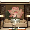 新中式电视背景墙壁纸沙发茶室佛龛装饰壁画禅意荷花莲花墙纸墙布