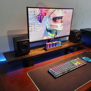 显示器增高架护颈台式电脑底座垫抬高桌上键盘收纳加长实木置物架