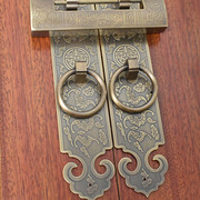 纯铜锁扣拉手中式仿古实木大门拉环柜门把手全铜复古挂锁门栓搭扣