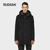 rudsakliam加拿大经典男士，纯羊毛呢黑秋冬大衣，外套中长修身双层